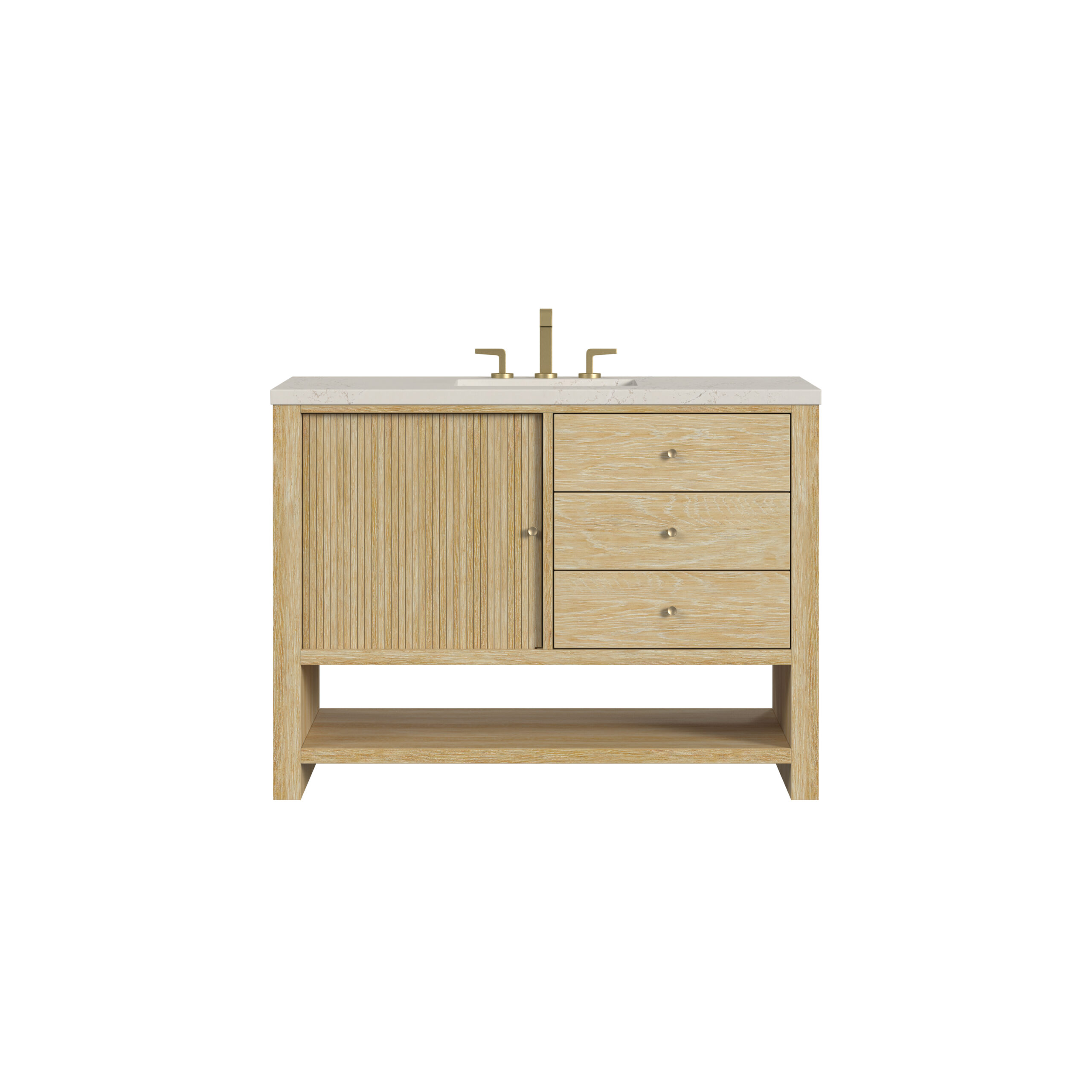 James Martin Vanities D404V48SWOFSFR Sunwashed Oak D404V48SWOFSFR Marigot 48 Single Vanity, Sunwashed Oak, W/ 3 Cm Siberian Silestone Top W/freepower Wireless Charge - Sunwashed Oak