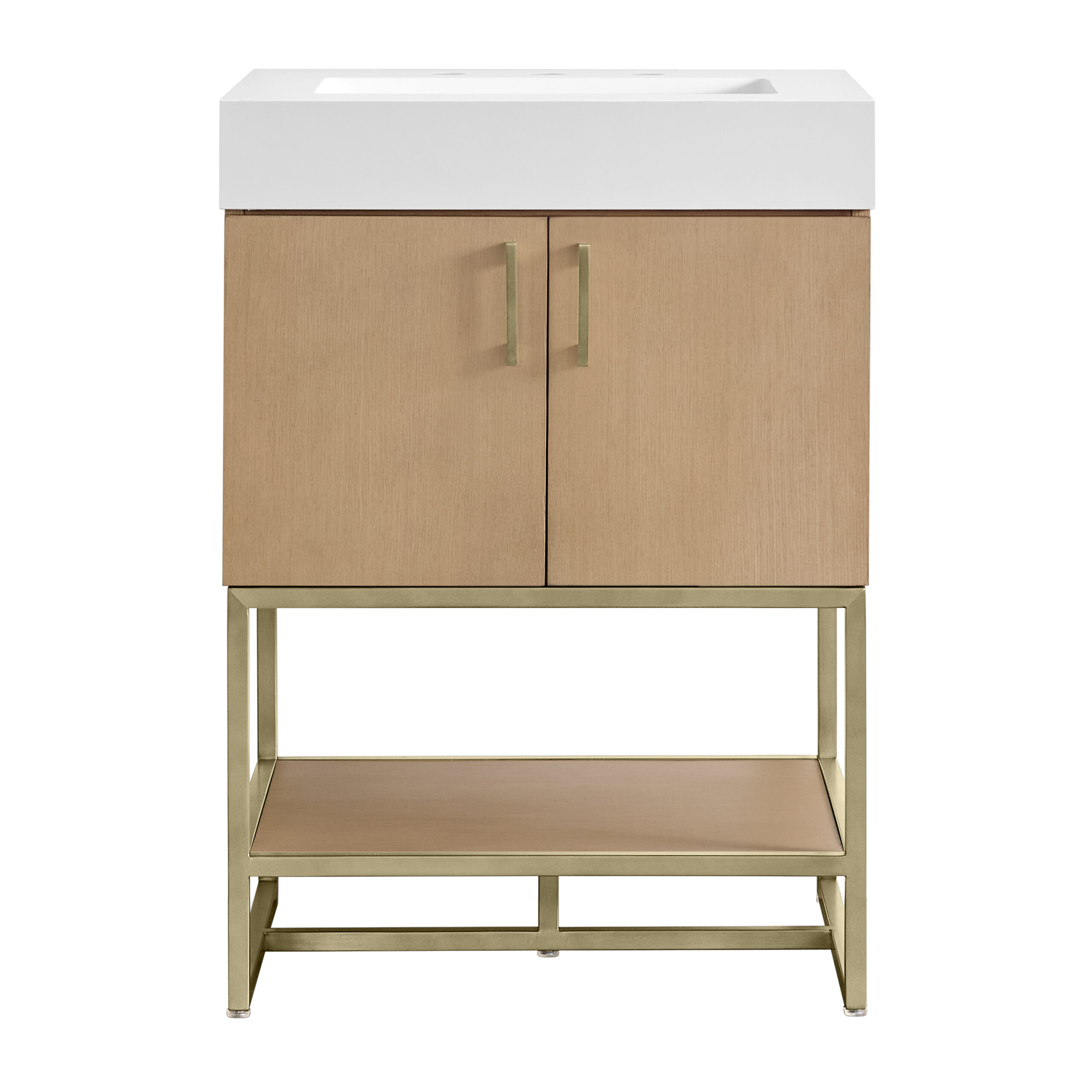 James Martin Vanities N521V24WMO Warm Oak N521V24WMO Mauri 24 Single Vanity With Metal Bas - Warm Oak