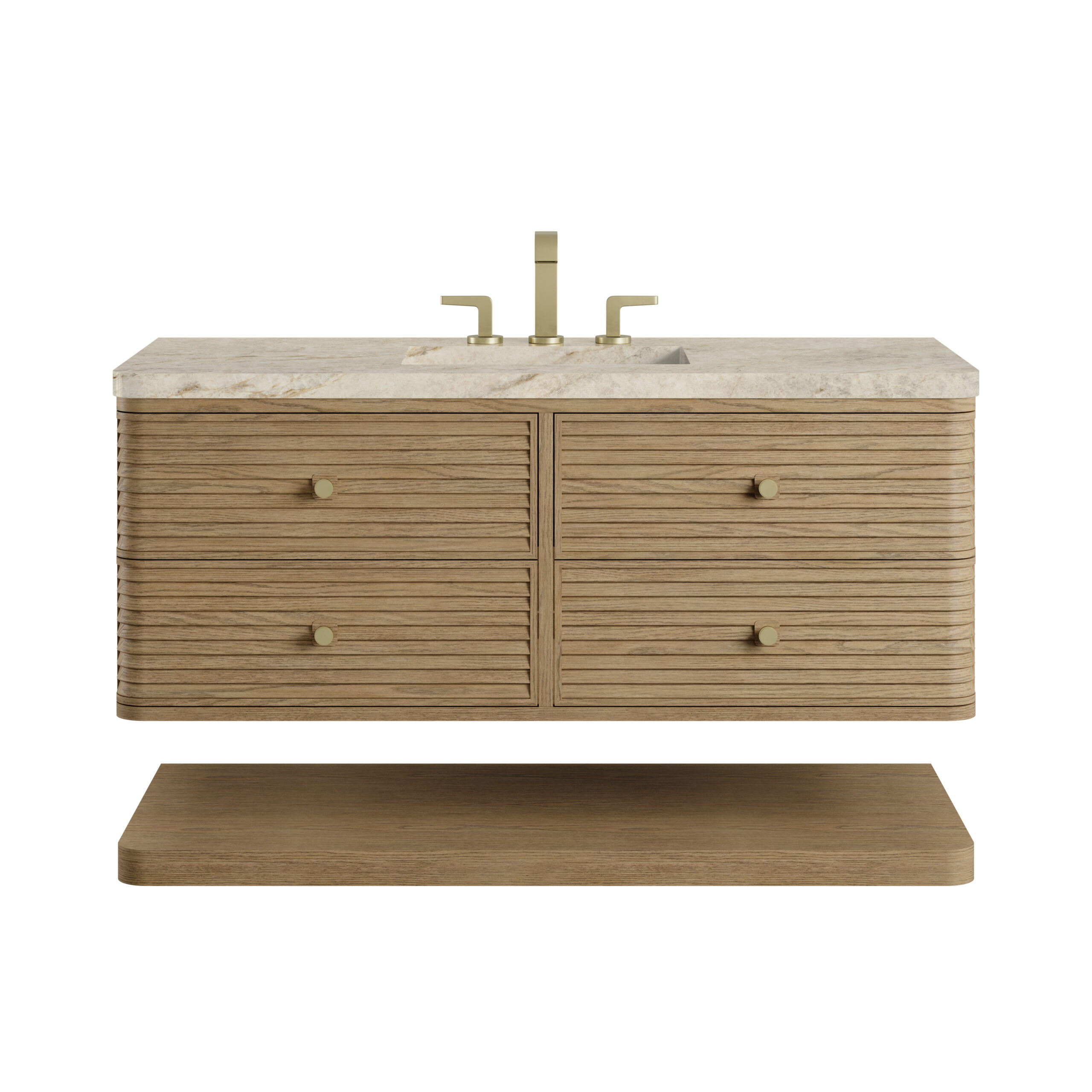 James Martin Vanities D640V48DMSFTJR Dune Mist D640V48DMSFTJR Allamari 48 Single Vanity, Dune Mist W/ 3 Cm Tajnar Eclos Top W/freepower Wireless Charge - Dune Mist