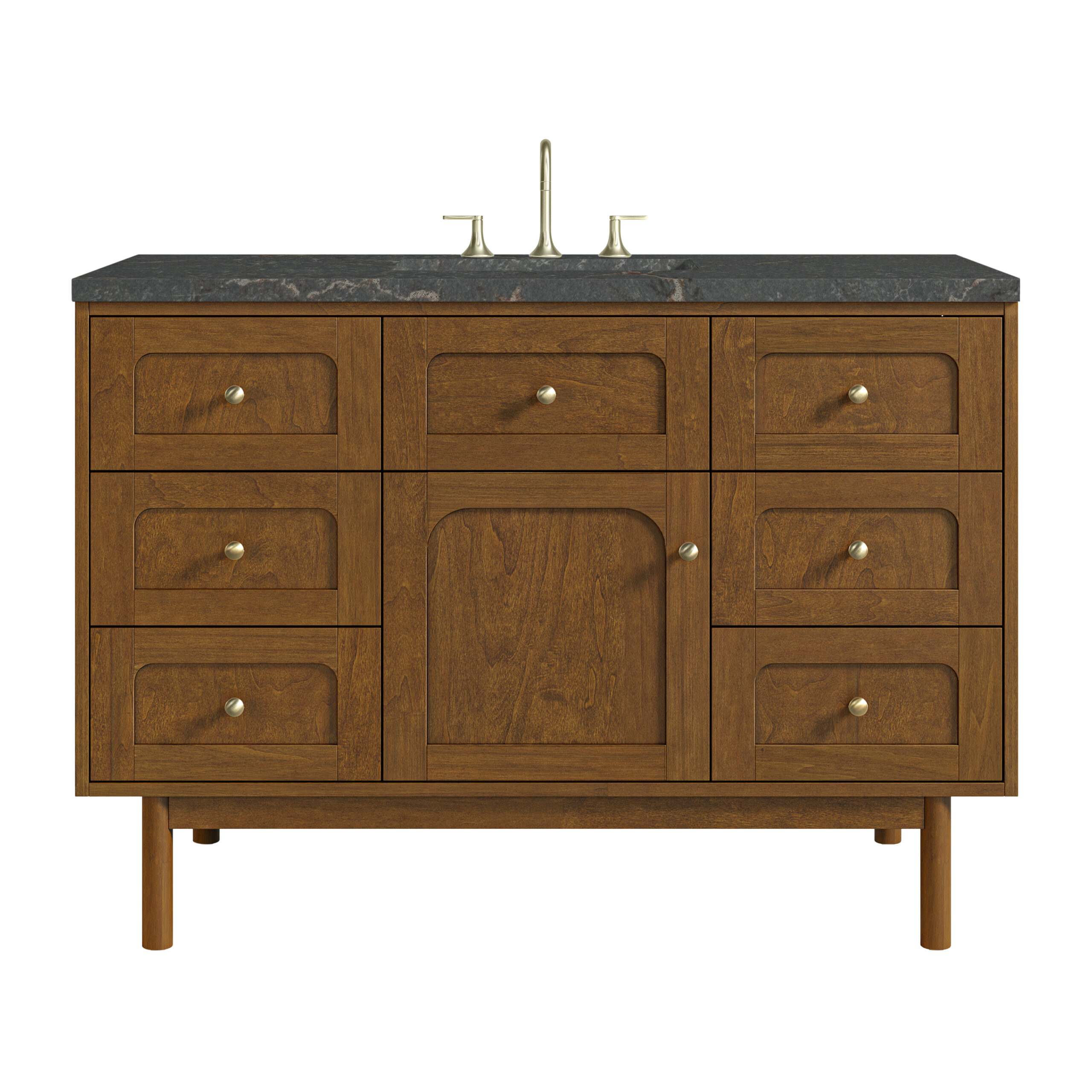 James Martin Vanities 545V48HNOFPBL Honey Oak 545V48HNOFPBL Laurent 48 Single Vanity, Honey Oak W/ 3 Cm Parisien Bleu Silestone Top W/freepower Wireless Charge - Honey Oak