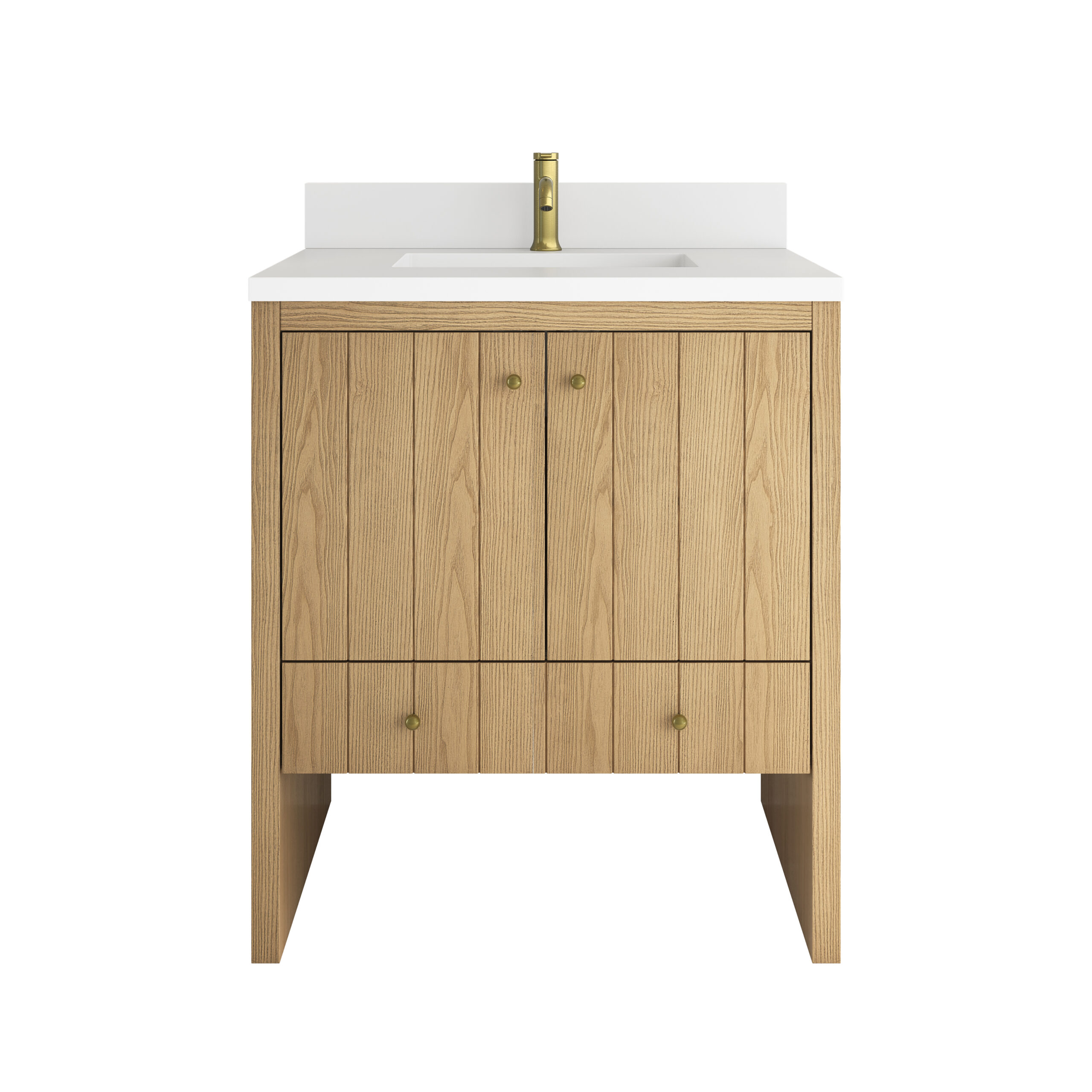 James Martin Vanities 435V30LNO1WZ Light Natural Oak 435V30LNO1WZ Hudson 30 Single Vanity, Light Natural Oak W/ Single Hole 3 Cm White Zeus Silestone Top And Matching Backsplas - Light Natural Oak