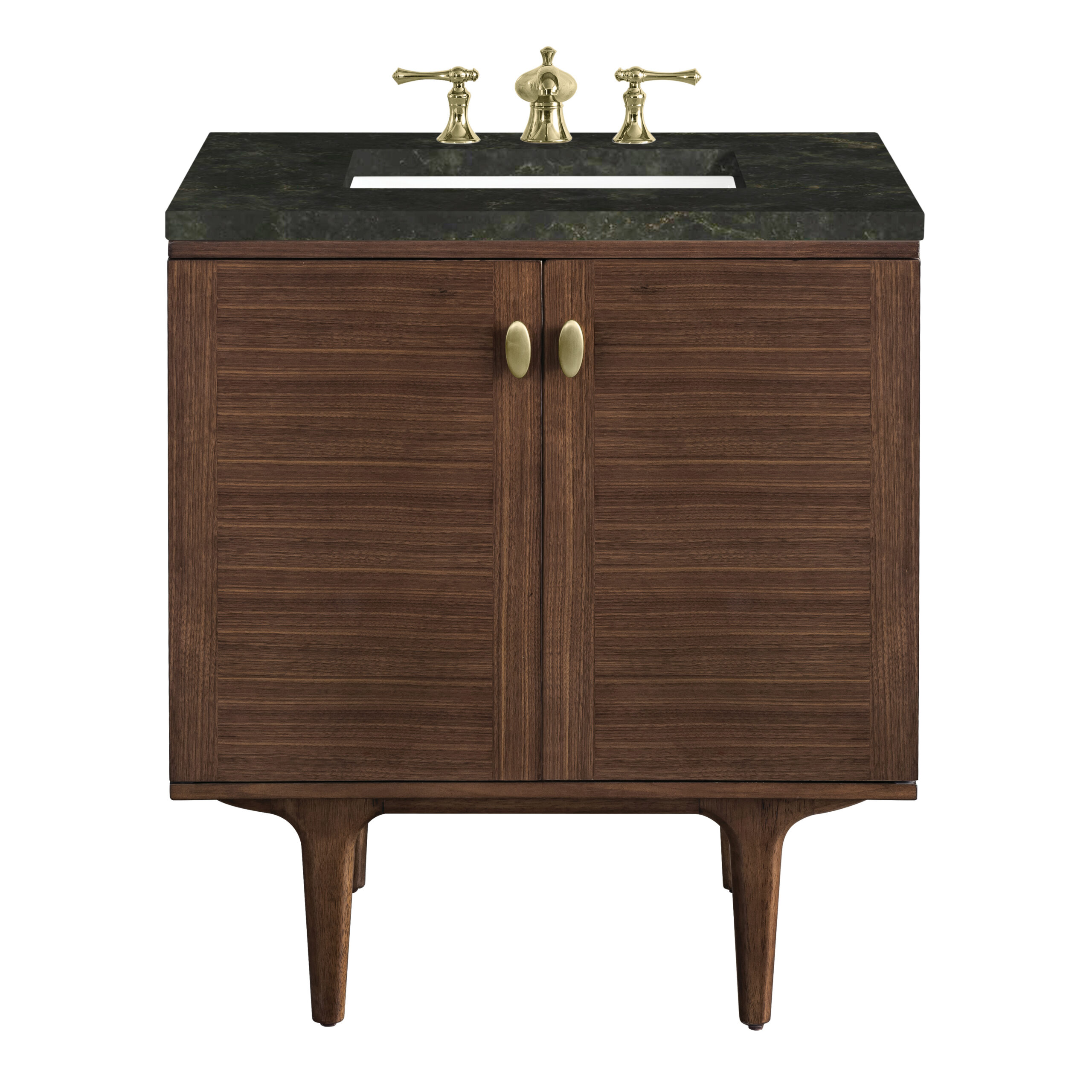 James Martin Vanities 670V30WLT3PHT Mid-Century Walnut 670V30WLT3PHT Amberly 30 Single Vanity, Mi - century Walnut, W/ 3 Cm Phantome Eclos To - Mi - Century Walnut