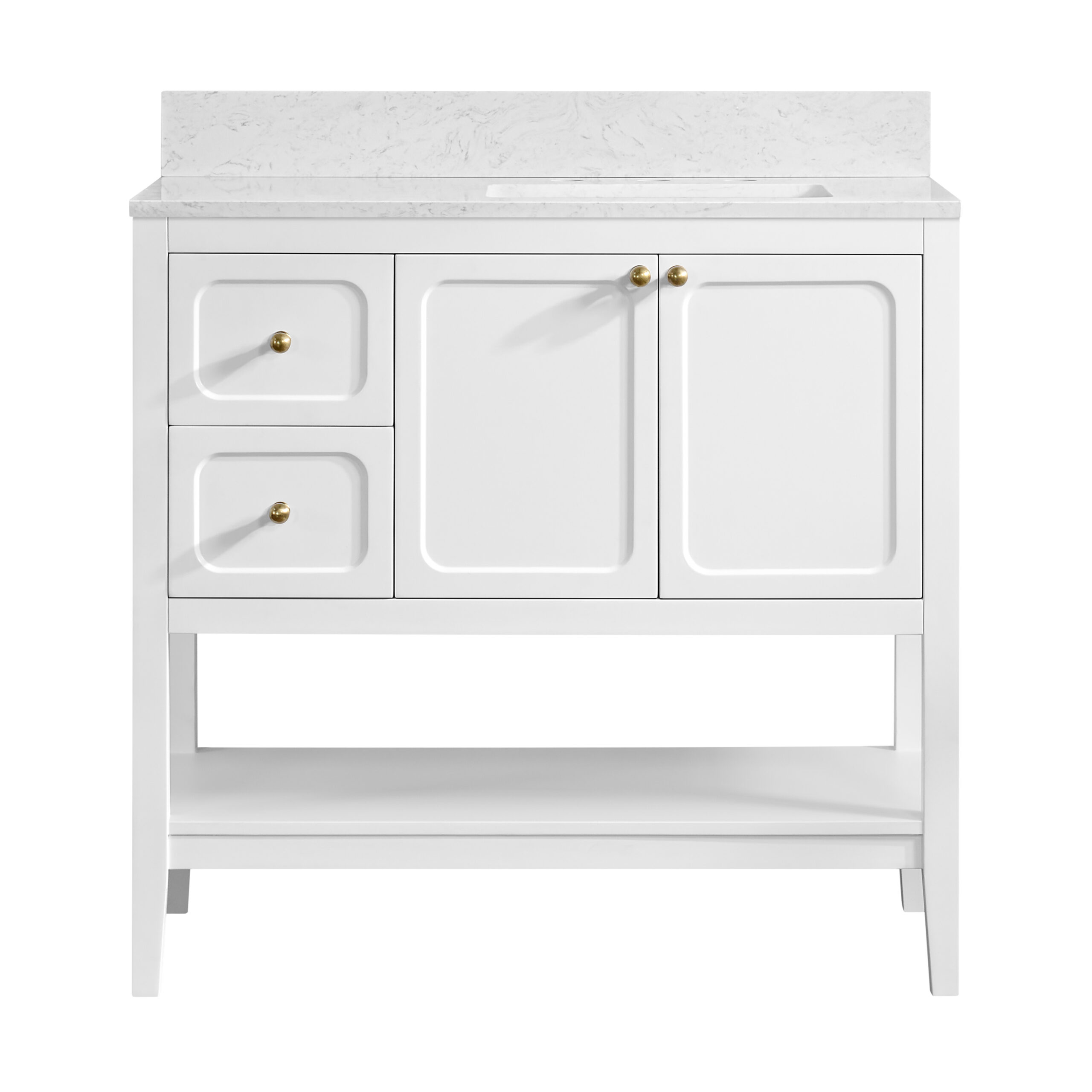 James Martin Vanities N242V36BW Bright White N242V36BW Ravello 36 Single Vanity Cabine - Bright White