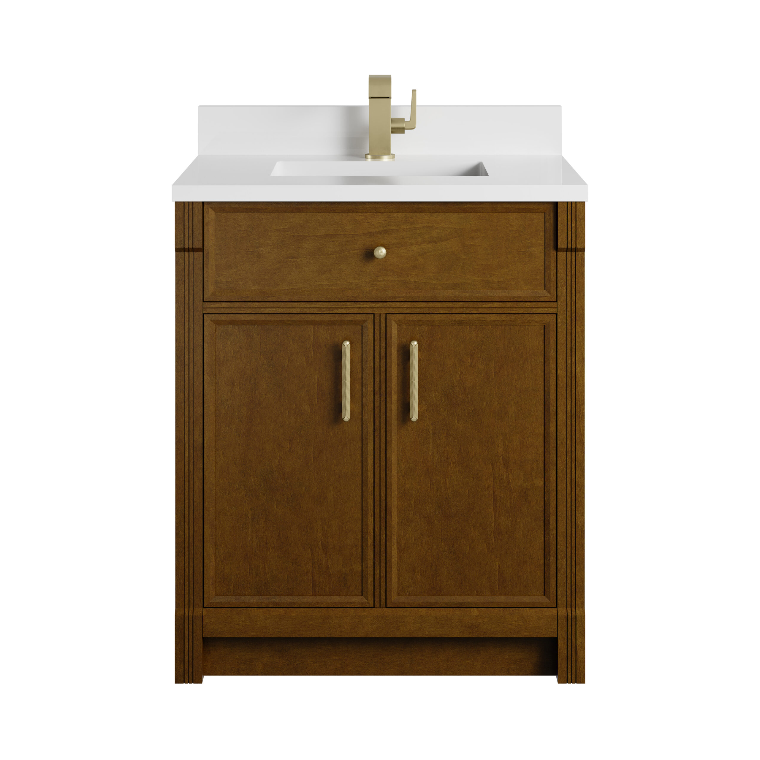 James Martin Vanities 660V30HNO1WZ Honey Oak 660V30HNO1WZ Bellshire 30 Single Vanity, Honey Oak W/ Single Hole 3 Cm White Zeus Silestone Top And Matching Backsplas - Honey Oak