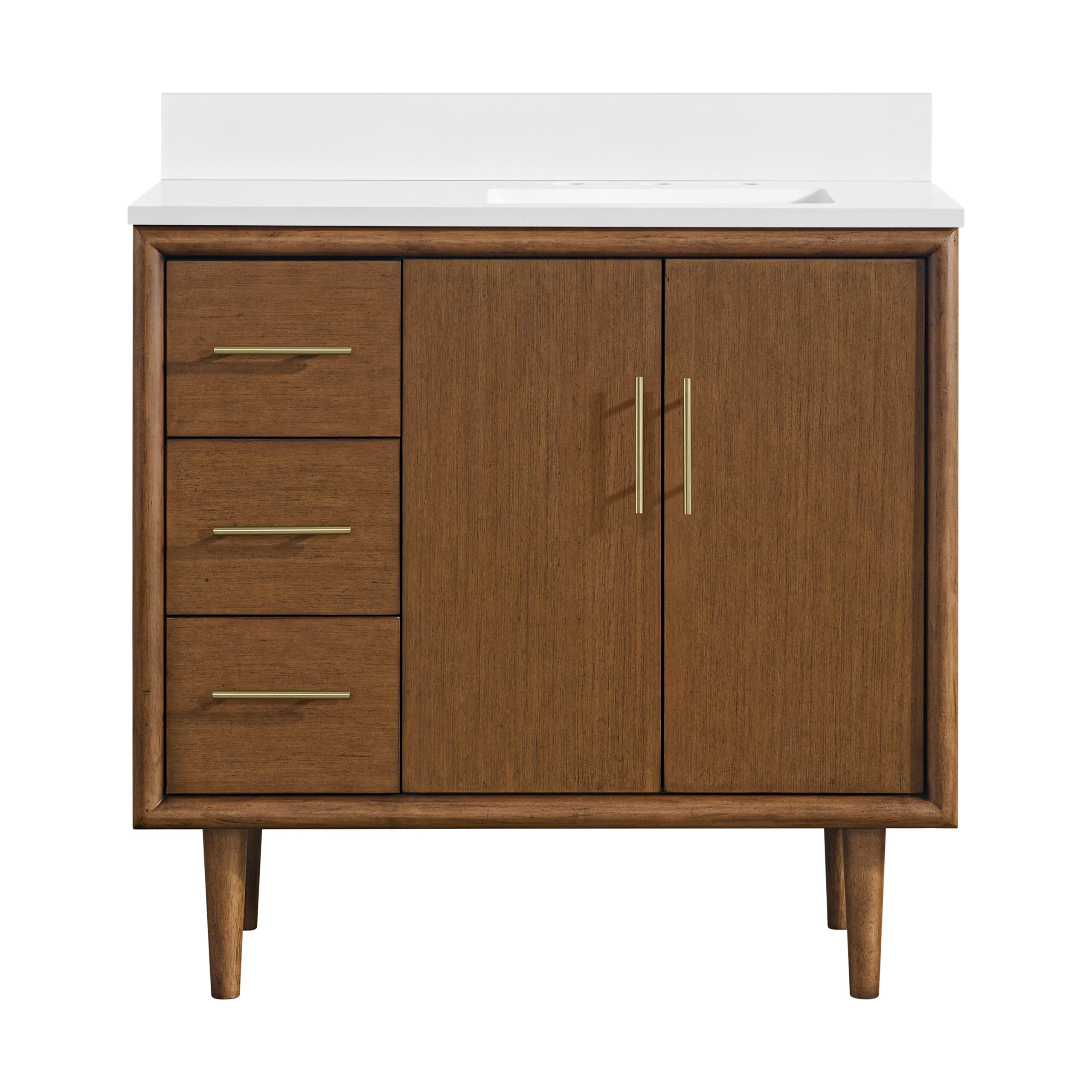 James Martin Vanities NT252V36MPW Dark Maplewood NT252V36MPW Mertola 36 Single Vanity Cabine - Dark Maplewood
