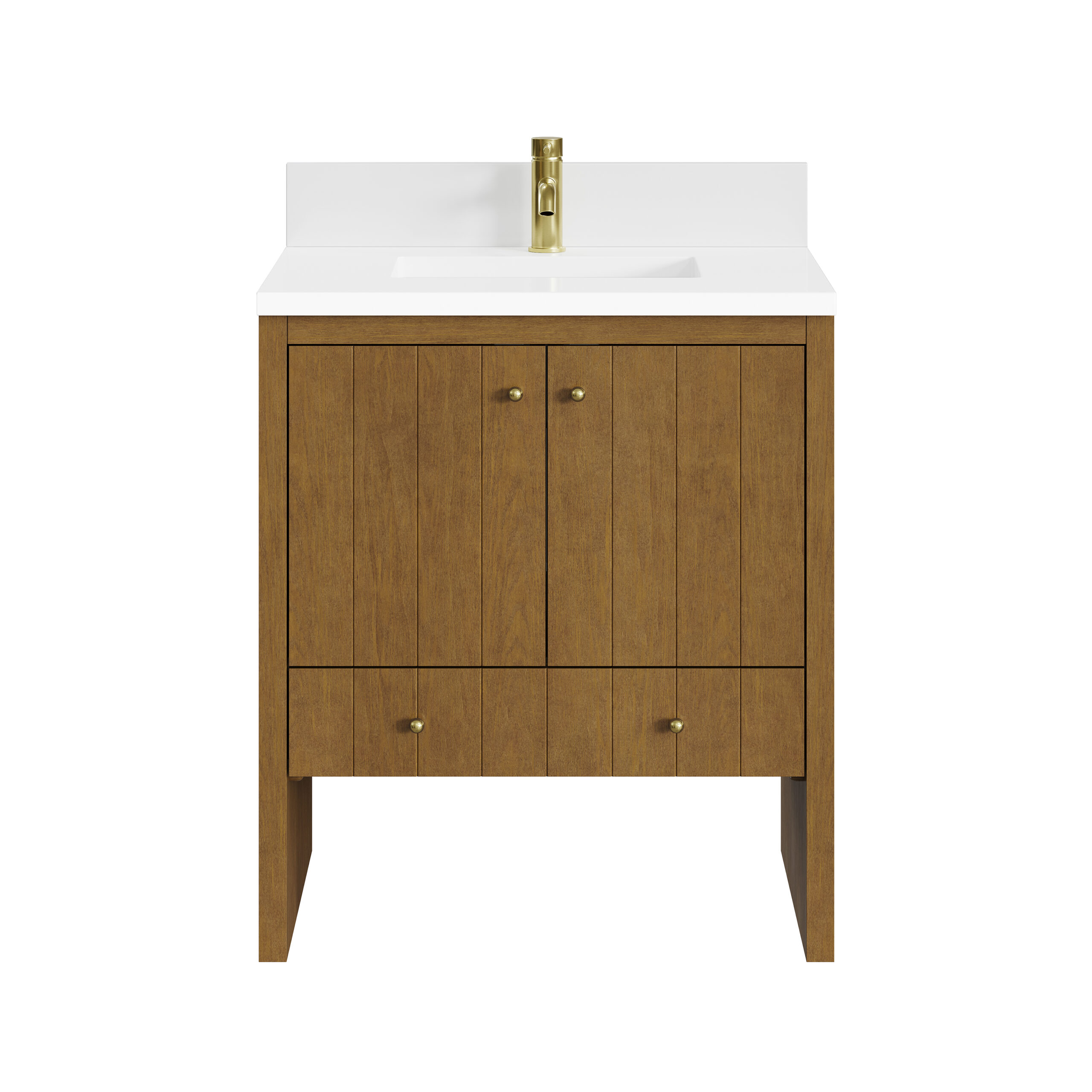 James Martin Vanities 435V30HNO1WZ Honey Oak 435V30HNO1WZ Hudson 30 Single Vanity, Honey Oak W/ Single Hole 3 Cm White Zeus Silestone Top And Matching Backsplas - Honey Oak