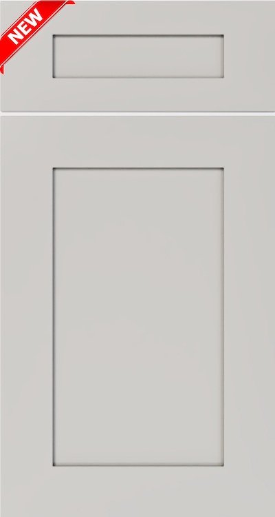 imported cabinetry milano cabinet door style in dust grey color