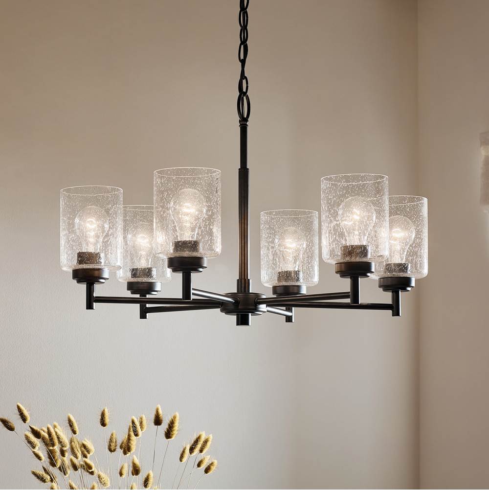 Kichler lighting Winslow 26-inch 6 Light Chandelier With Clear Seeded Glass In - Image 2