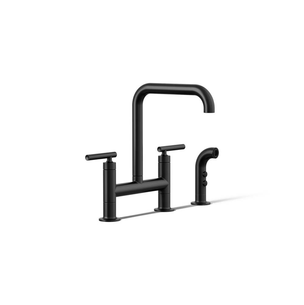 Kohler Purist® Two-hole Bridge Kitchen Sink Faucet With Side Sprayer