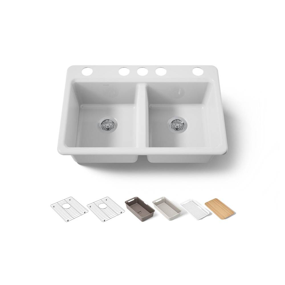 Kohler Riverby® 33'' Undermount Double-bowl Workstation Kitchen Sink