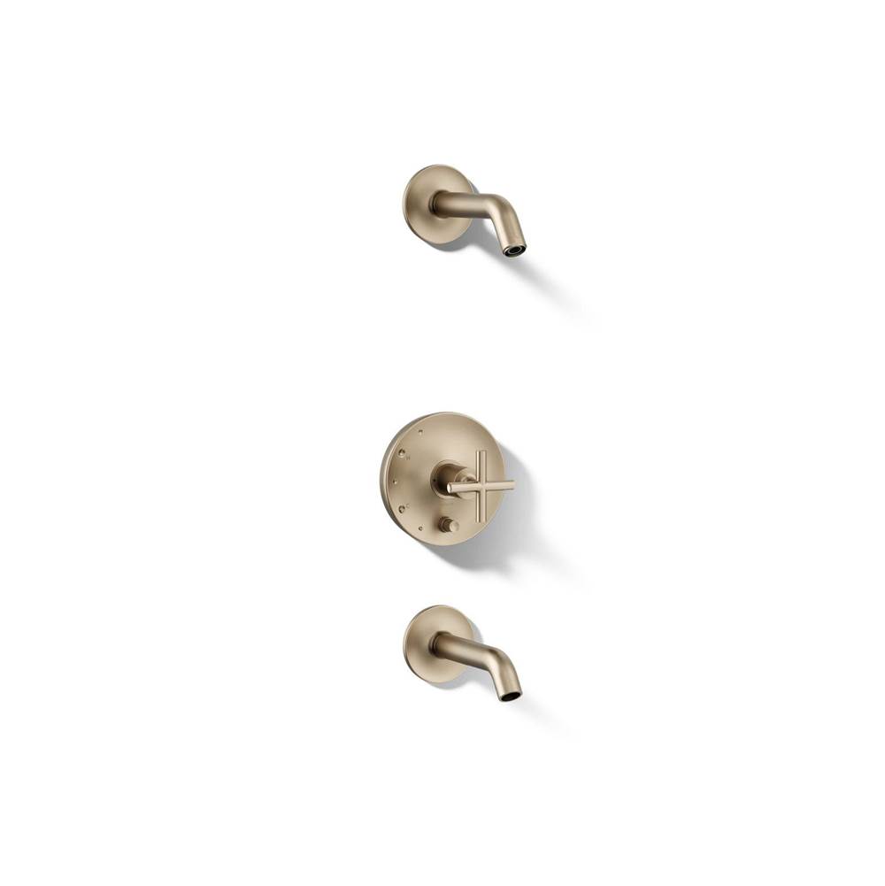 Kohler Purist® Rite-temp® Bath And Shower Trim Kit With Push-button Diverter And Cross Handle